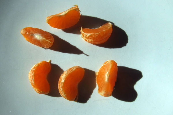 Some segments of a clementine
