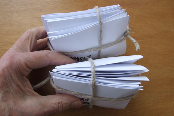 Twenty envelopes full of washers