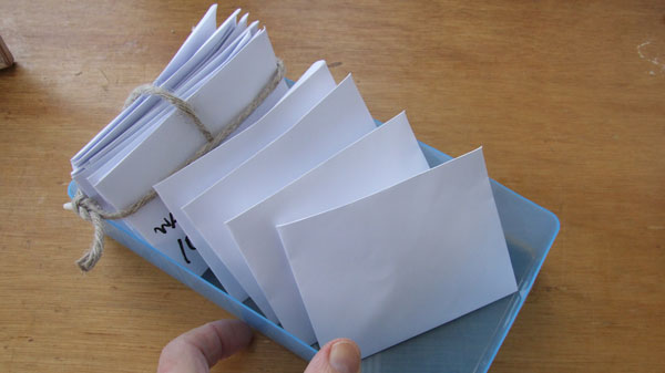 14 envelopes is 140 washers