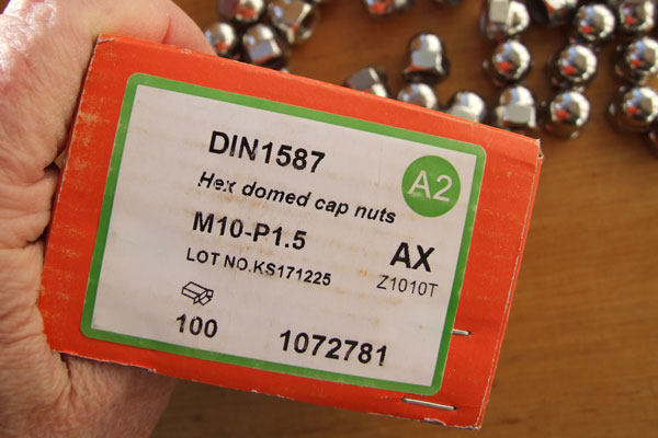 Box hex domed cap nuts ~M10