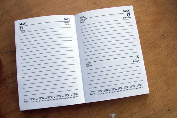 Saturday and Sunday share a page