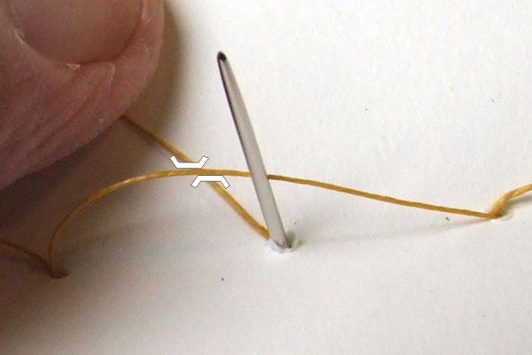 Detail of preparation for tying-off the end of the thread
