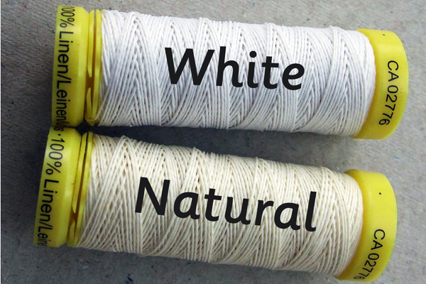 White and natural Gutermann threads